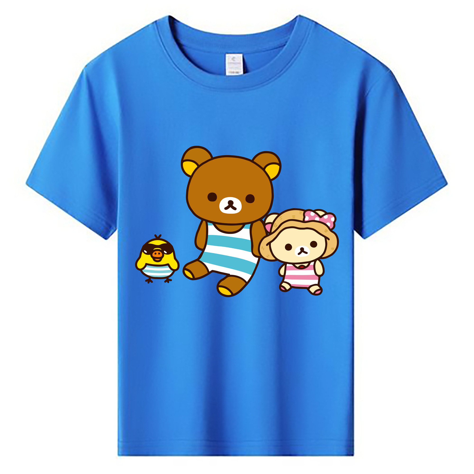 （画像用） リラックマ リラックマ キイロイトリ Rilakkuma Korilakkuma Kiiroitori 綿100％キッズTシャツ（フロントプリント）